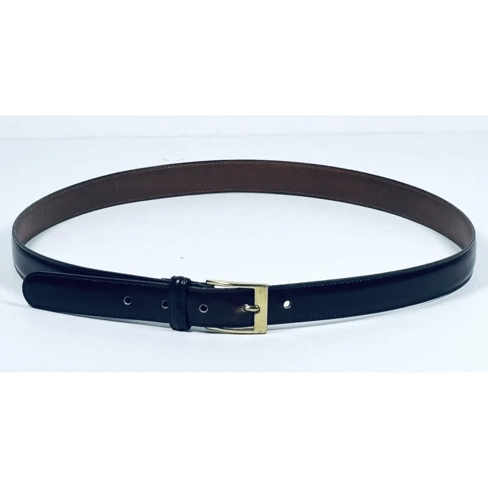 Dooney Bourke Belt Men 36 Brown Leather Wellington Calf Made in USA Brass Buckle